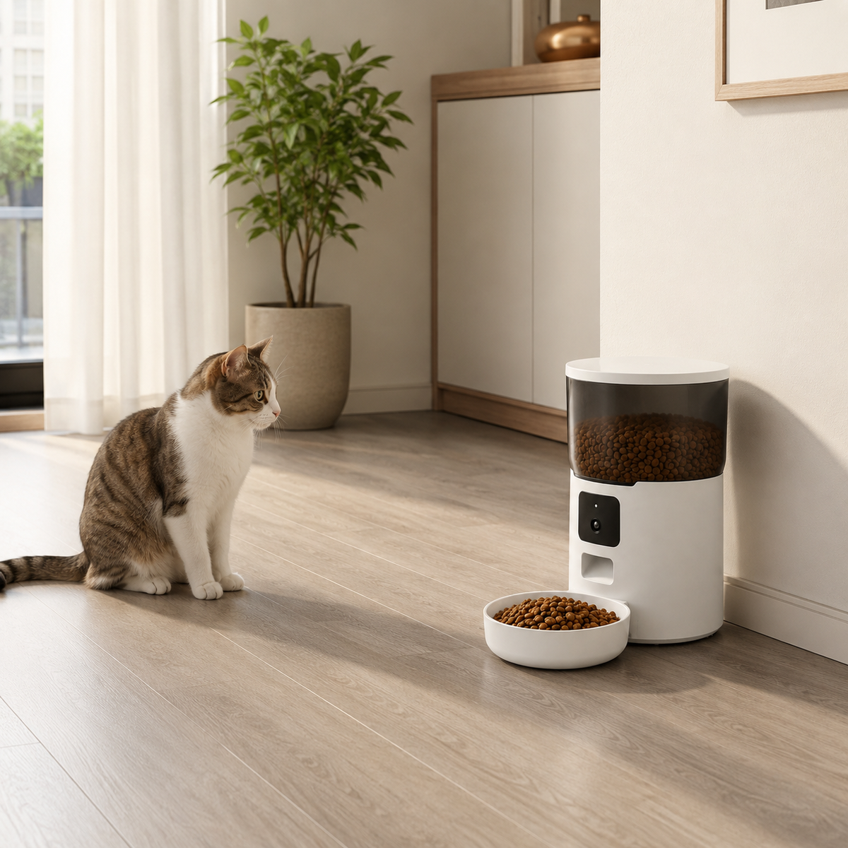 Alimentador Automático 4 L com Câmera Wi-Fi para Cães e Gatos