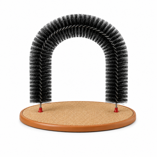 Arco Interativo com Escova e Base Arranhadora para Gatos