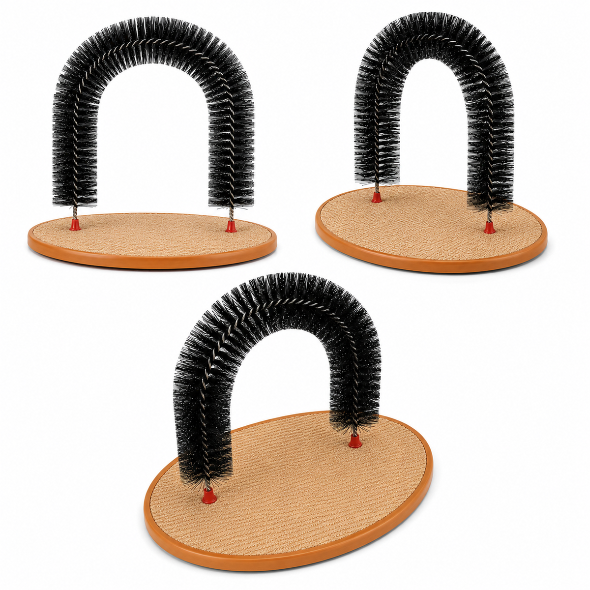 Arco Interativo com Escova e Base Arranhadora para Gatos