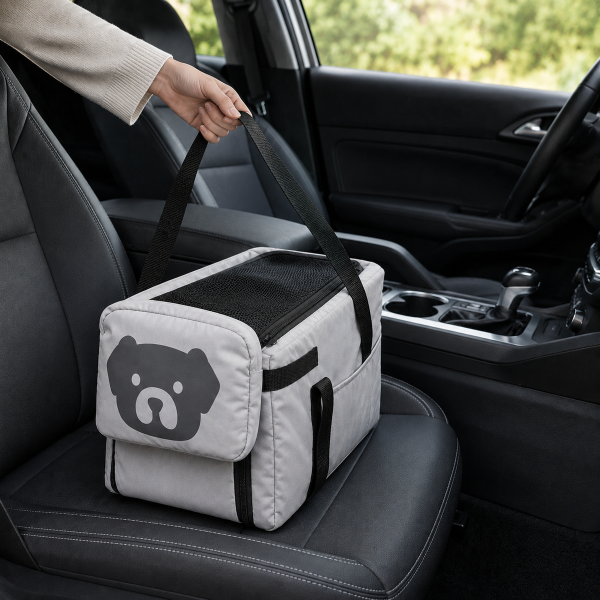 Cadeirinha de Carro com Painéis em Tela para Cães e Gatos