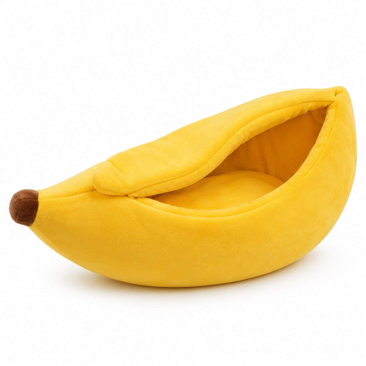 Cama Banana em Pelúcia com Base Antiderrapante para Cães e Gatos