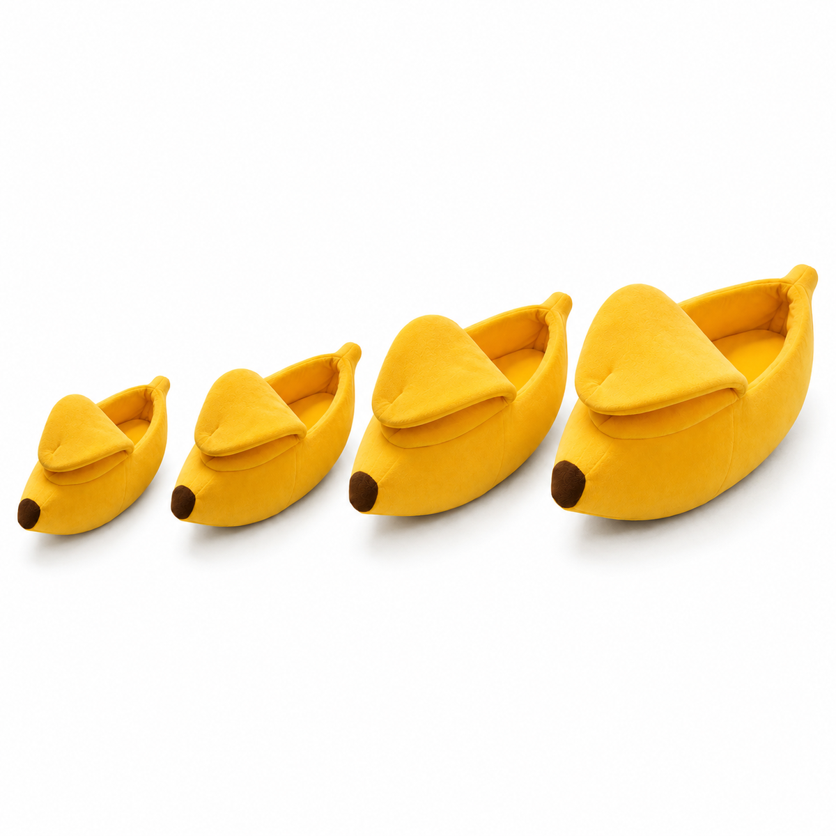 Cama Banana em Pelúcia com Base Antiderrapante para Cães e Gatos