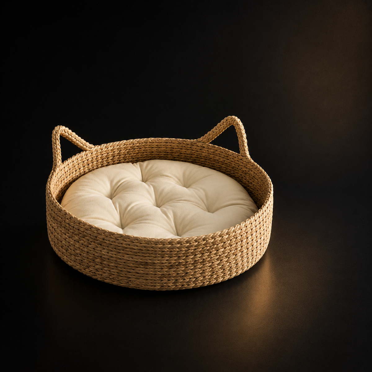Cama Donut em Rattan com Almofada Removível para Gatos