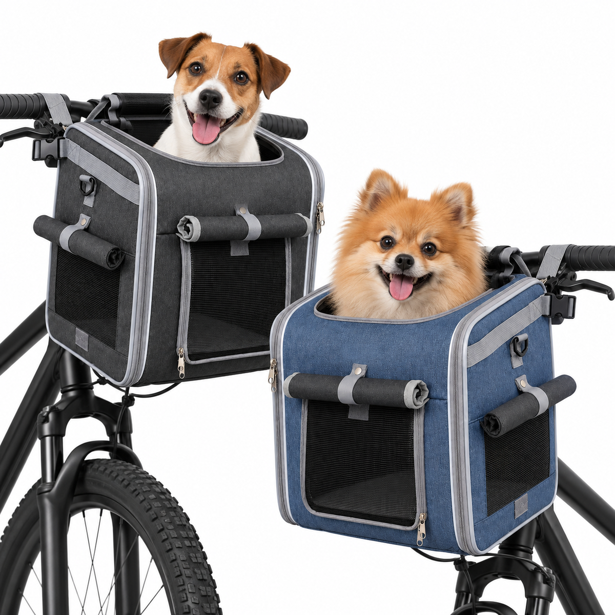 Cesta de Bicicleta Expansível com Fixação no Guidão para Pets