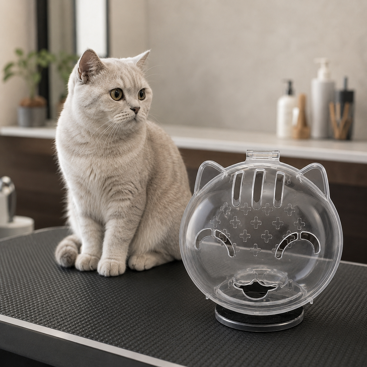 Coleira Inflável Protetora Pós-Banho e Curativo para Gatos