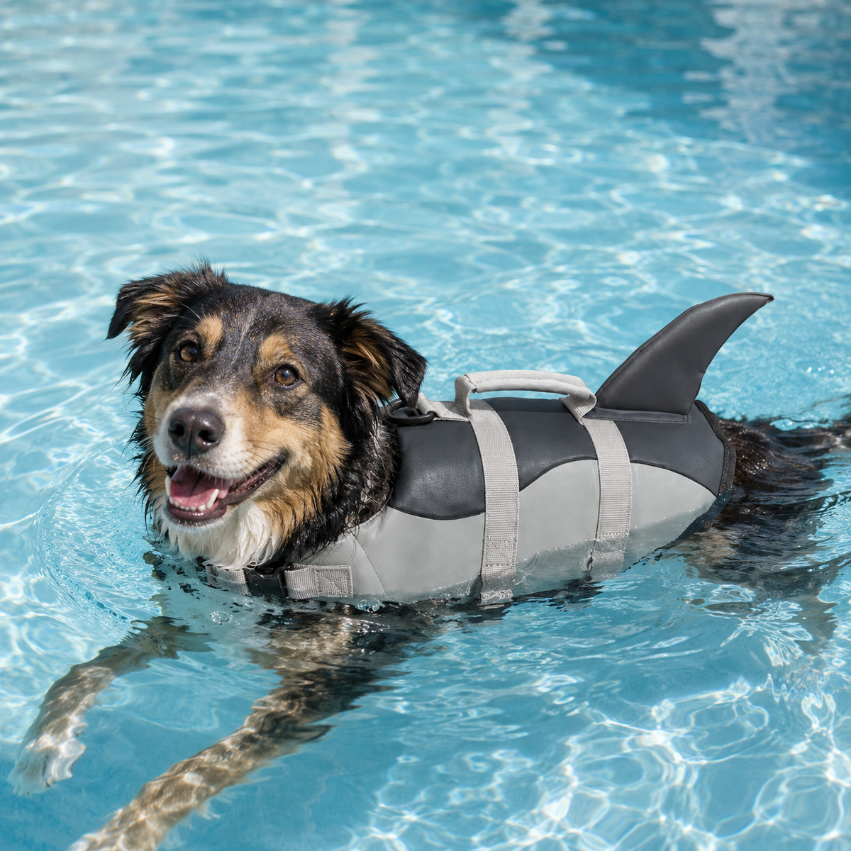 Colete de Flutuação Tubarão com Alça de Resgate para Cães
