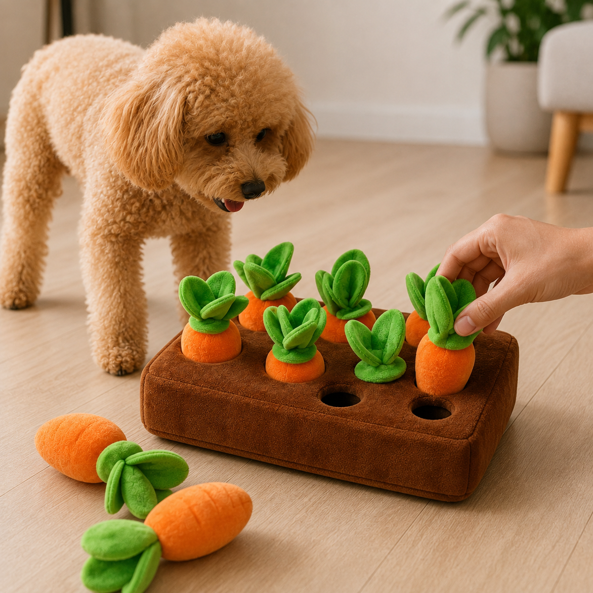 Fazendinha de Cenouras Brinquedo de Faro em Pelúcia para Cães