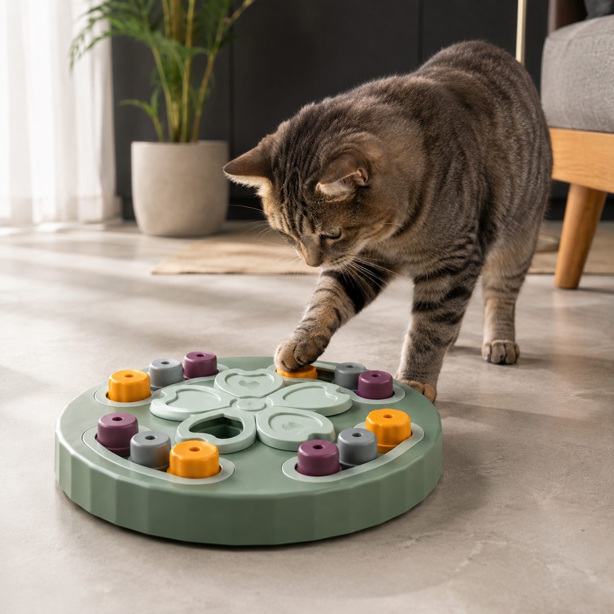 Quebra-Cabeça Interativo de Comida Lenta para Gatos e Cães